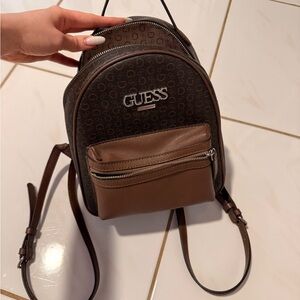 GUESS Dark Brown and Tan Backpack